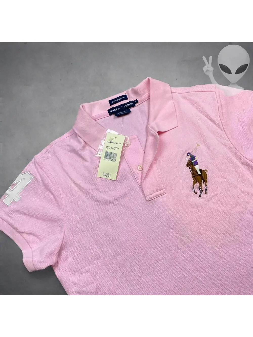 Polo Ralph Lauren Big Pony Polo Shirt Women's Large Pink Slim Fit - Picture 1 of 7